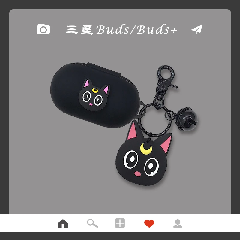 Cartoon Silicone Cover for Samsung Galaxy Buds / Buds+ Case Wireless Bluetooth Earphone Cover Cute Cat Keyring Pendant