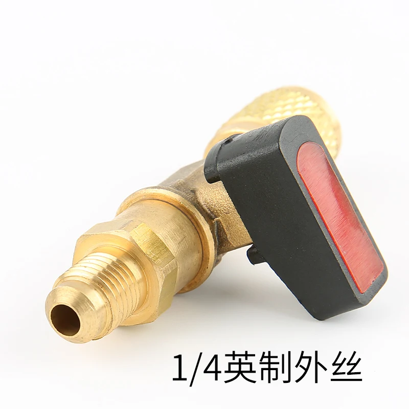 Adaptador de válvula de bola de cierre recto HVAC A/C para R134a R22 R12 R410a 1/4"