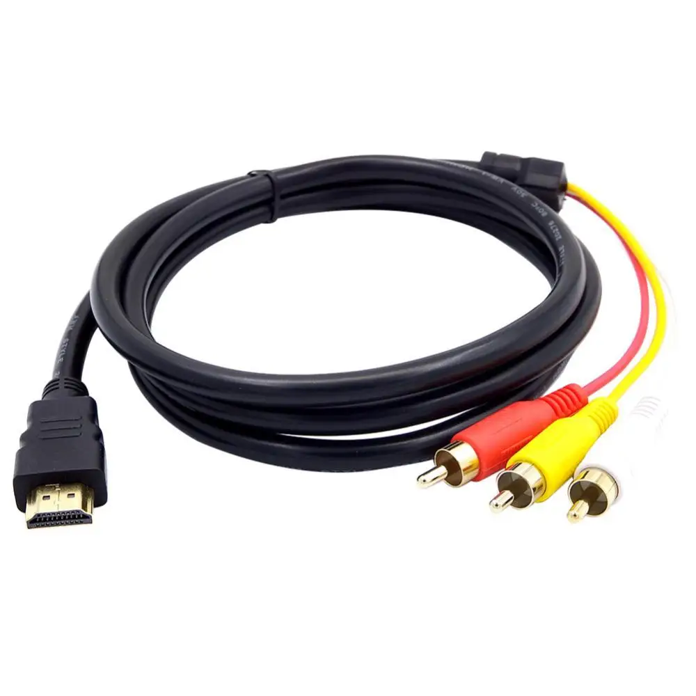 Cable adaptador de conector macho compuesto compatible con DOONJIEY macho a 3 RCA AV