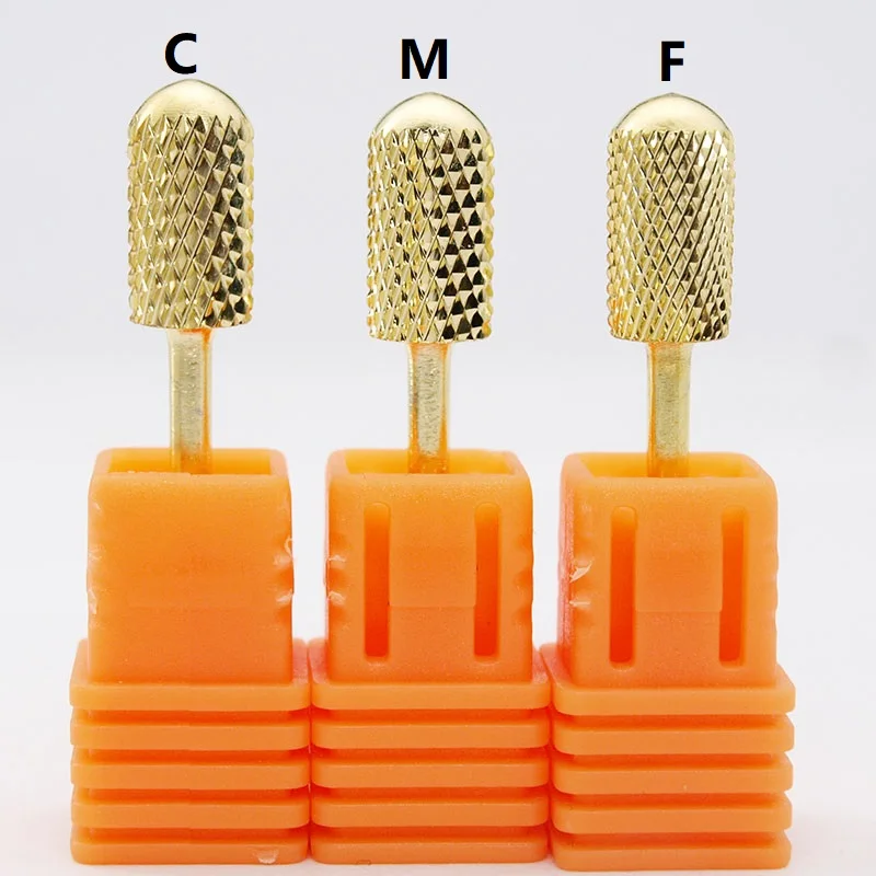 Nozzle Nail Drill Bits File Nail Electric Drill Machine Manicure Pedicure Drills Accessory Acrylic Nail Tools Smooth head Gold