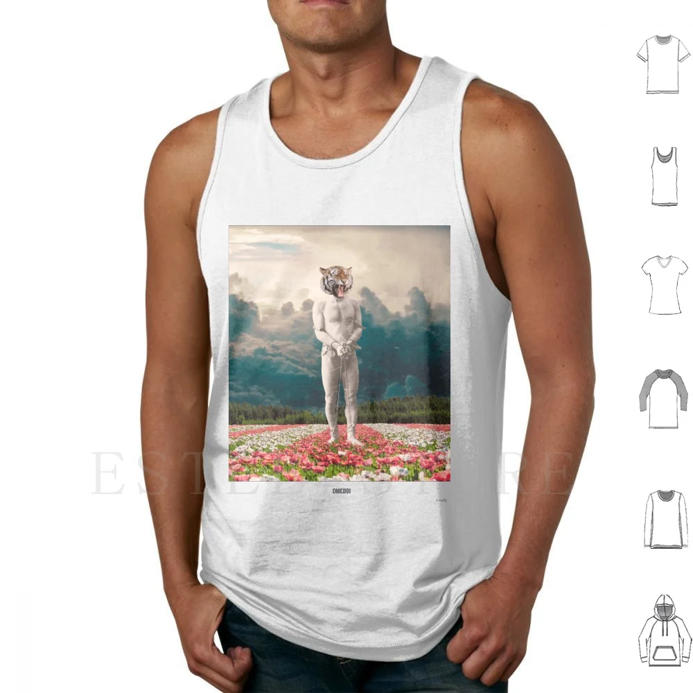 Tiger King Tank Tops Vest Cotton Dmed Dmed91 Distance Love Sorry Truth Vintage Collage Retro Romance Destination Rbvalentines