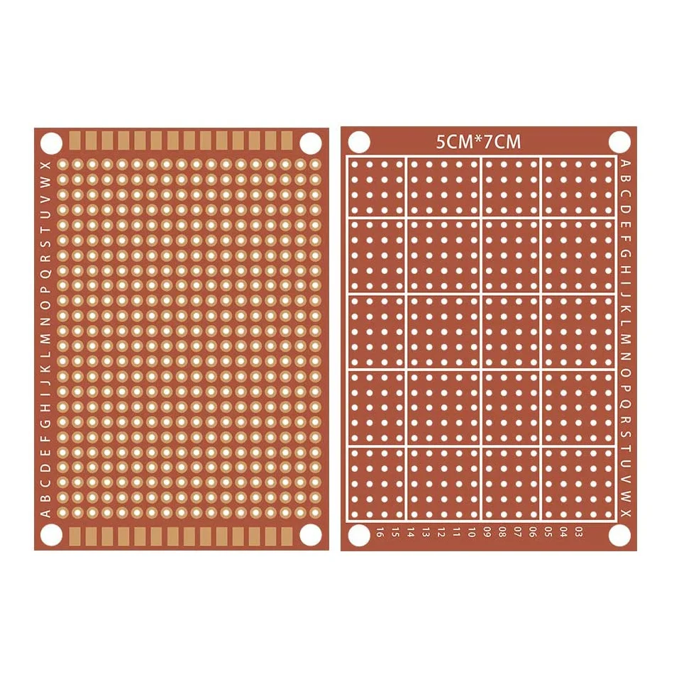 Perfboard de cobre compuesto de papel PCB, placa de pruebas Universal, placa de circuito impreso de una sola cara, 5 cm x 7 cm, 20 piezas