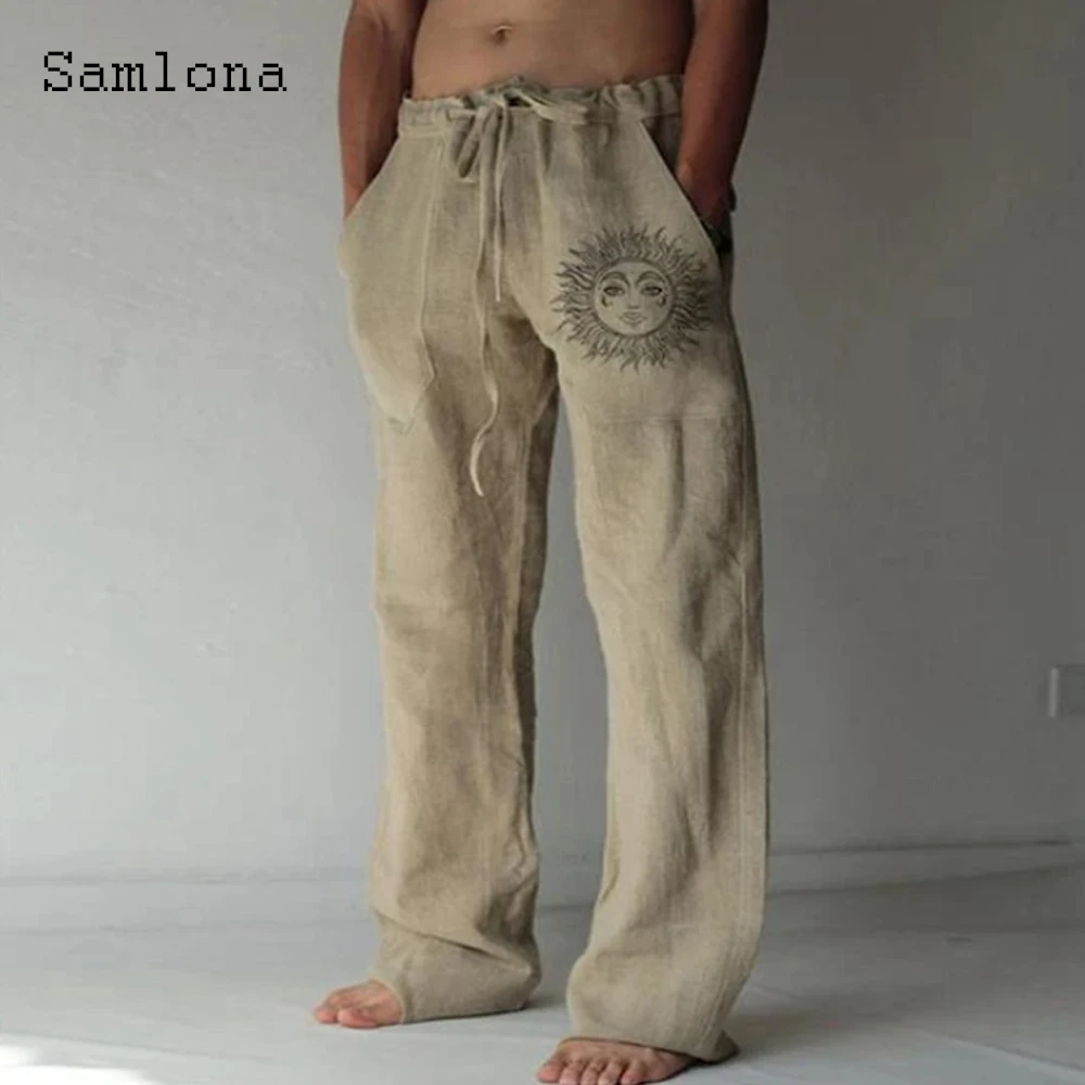 Pantalon de survêtement en lin décontracté pour hommes avec poche debout, surintendant, mode hip hop, streetwear, grande taille 5XL, 2022