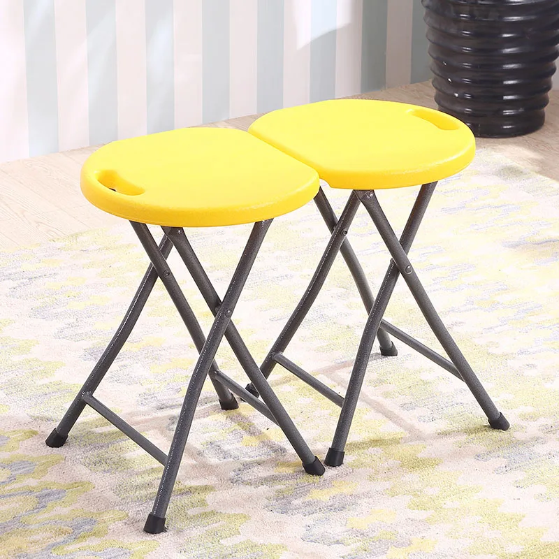 Thickened Plastic Folding Stool Household Living Furniture Round Restaurant Folding Chair Multifunctional Outdoor Portable Seats