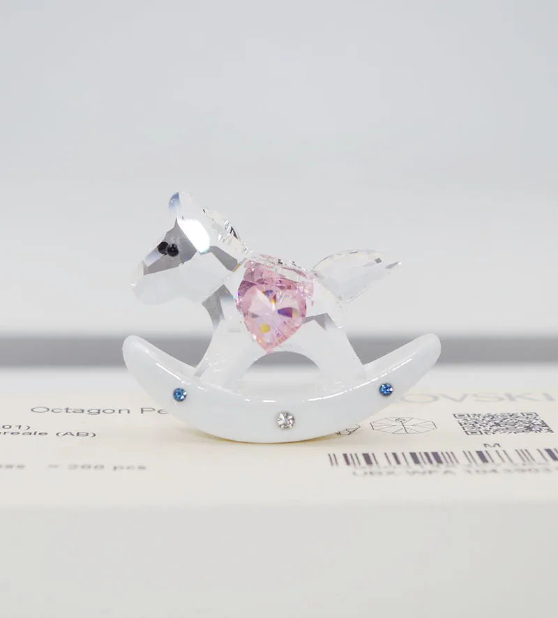 High Quality Crystal Rocking Horse Car Fashion Ornament Car Desk Christmas Decorations Gifts Children craft pink blue hanging