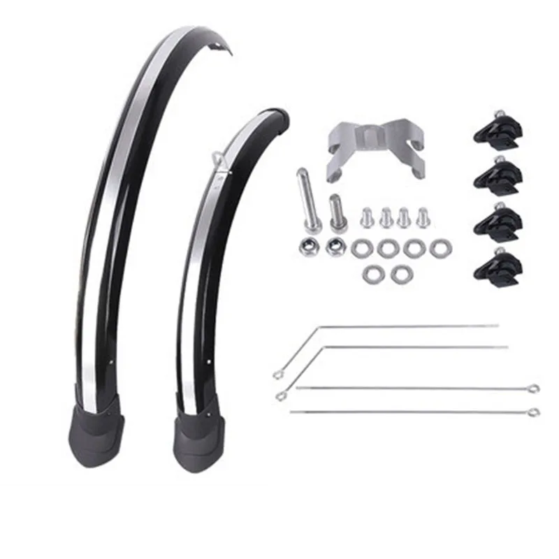 16 inch Bicycle Fender 2pcs Front Rear Mudguard Double Bracing Adjustable Size Bike wings for Folding Bike Chrome plastic