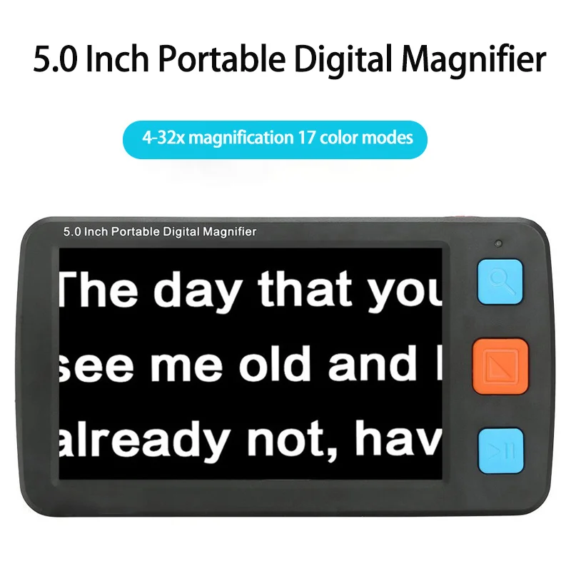 5.0 Inch HD Electronics Reading Magnifier, Portable Digital Magnifying 4X-32X 5 Modes Handheld Magnifi Vision Aid for Low Vision