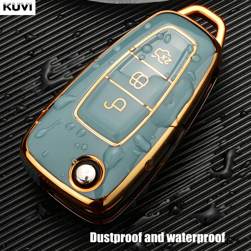 Fashion TPU Car Key Case Cover For Ford Ranger C-Max S-Max Focus Galaxy Mondeo Transit Tourneo Custom Auto Key Holder keychain