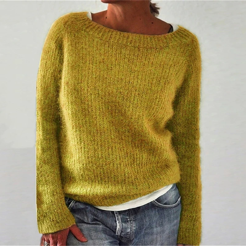 

New Women Casual Solid Knit Sweater Women Long Sleeve Casual Loose Top Pure Color Female Pullovers Autumn Winter Warm Sweater