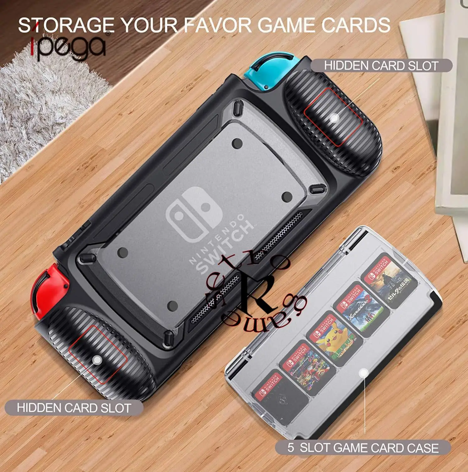 

Comfort Grip Case for Nintendo Switch TPU PC Handheld Ergonomic Padded Hand Grips For Nintend Switch with 7 Game Slots Playstand