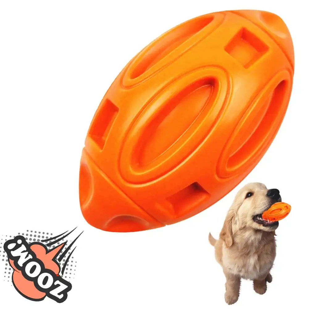 Squeaky Dog Chew Toys Rubber Indestructible For Medium Large Dog Olive-shaped Molar Dog Toy