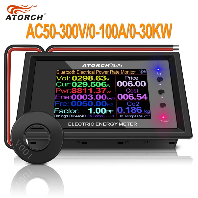 Imagem -02 - Medidores de Voltímetro Digital Indicador Energia Amperímetro Atual Ampères Volt Wattmeter Tester Detector At24c 100a 2.4