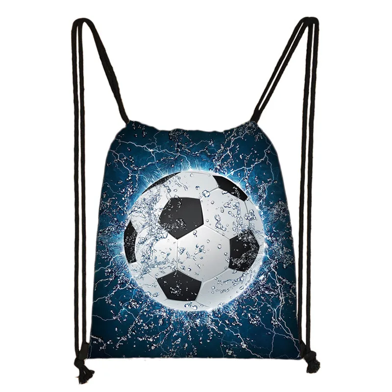 Footbally / Soccerly Print Backpack Men Canvas Travel Bag Teenager Boys Drawstring Bag Shoes Holder Kids Gift