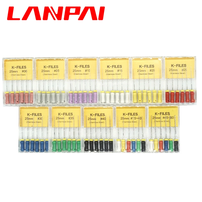 3 boxes Lanpai Dental Endodontic K File Rotary Instruments Hand Use Stainless Steel 25/21mm Dentistry Protaper Endo Files