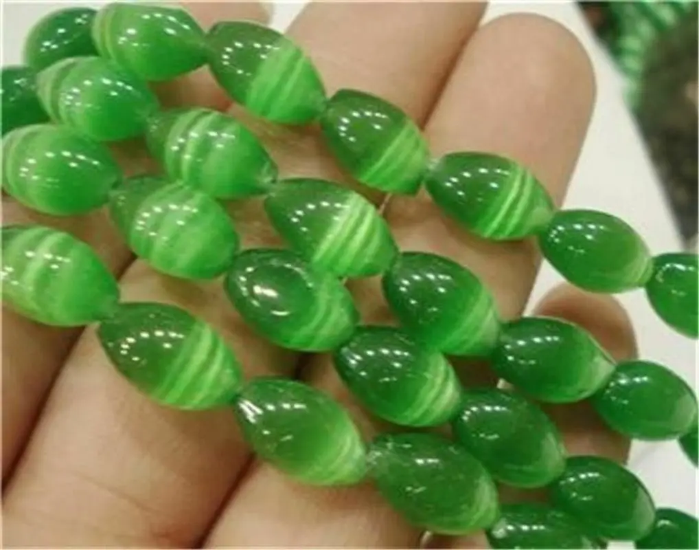 

8x12mm Green Mexican Opal Gems Rice Loose Beads 15inch