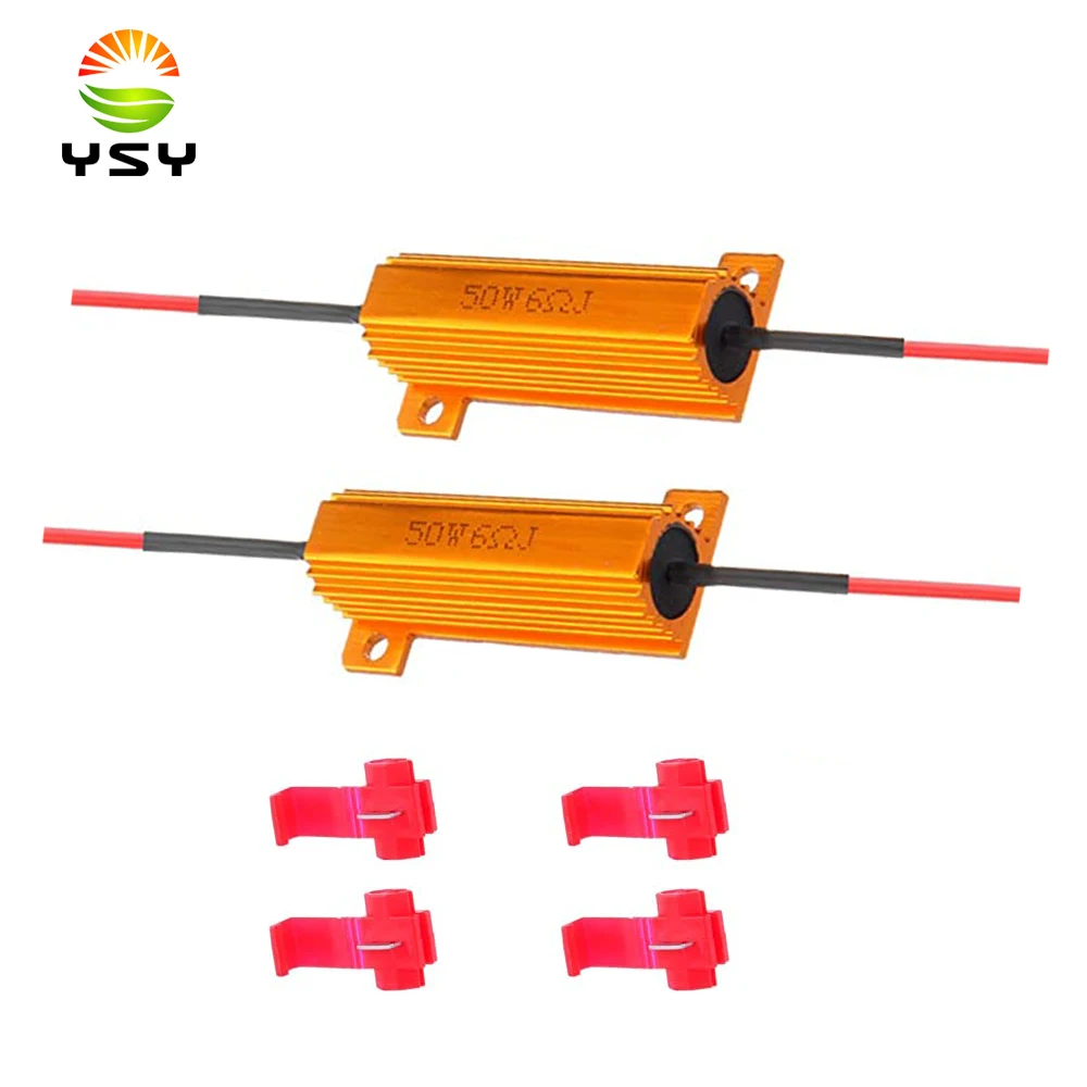 YSY 50W 6ohm Load Resistors Fix LED Bulb Fast Hyper Flash Turn Signal Blink Error Code for 1157 3157 7443 With 8 Quick Wire Clip