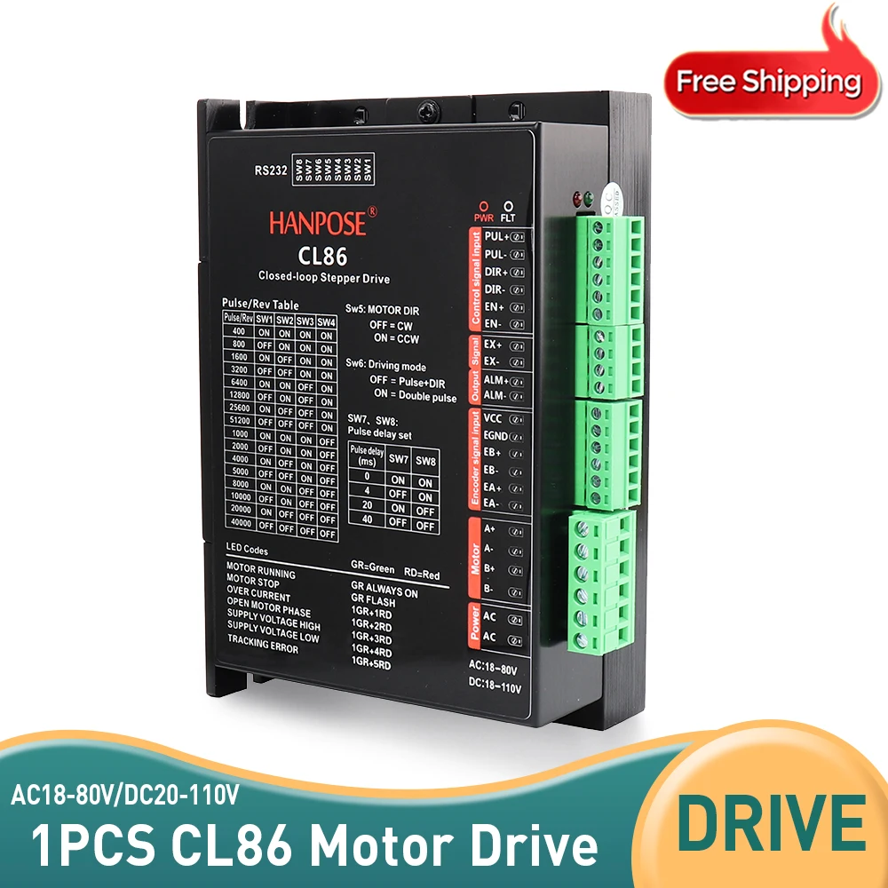 

CL86 Closed Loop Step Servo Driver AC18-80V DC20-110V For NEMA34 CNC Controller Hybrid Servo Motor For CNC Milling Machine