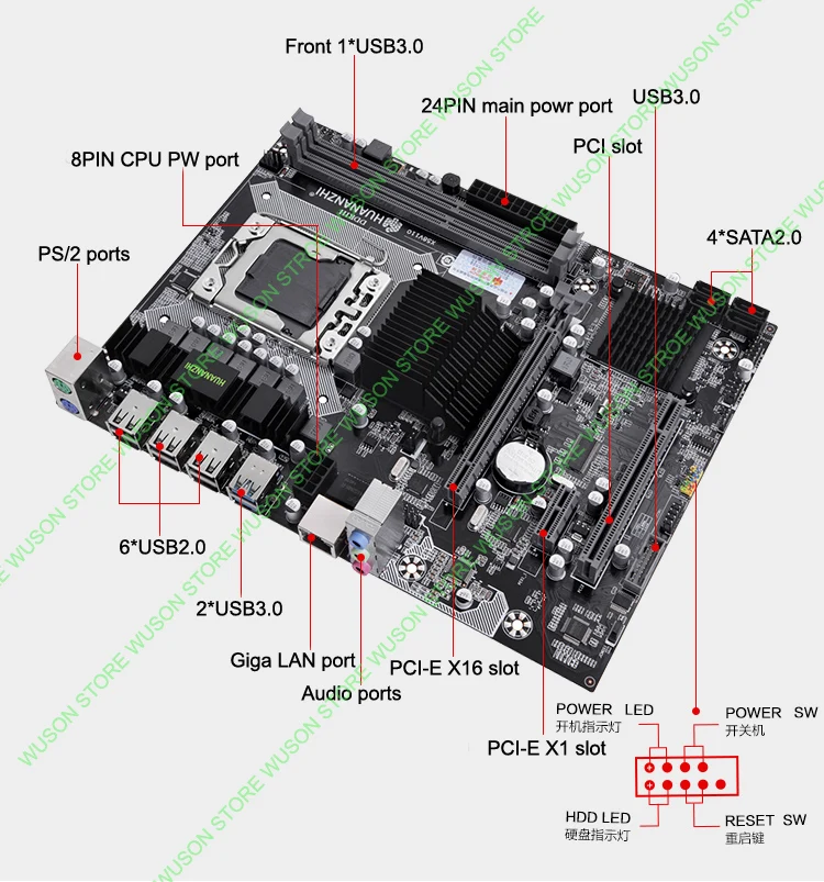 Imagem -04 - Huanzhi-placa Mãe para Computador de Construção Placa Mãe com Cpu Xeon X5650 1366 Ghz 2x4g 8g Ram Reg Ecc Anos de Garantia