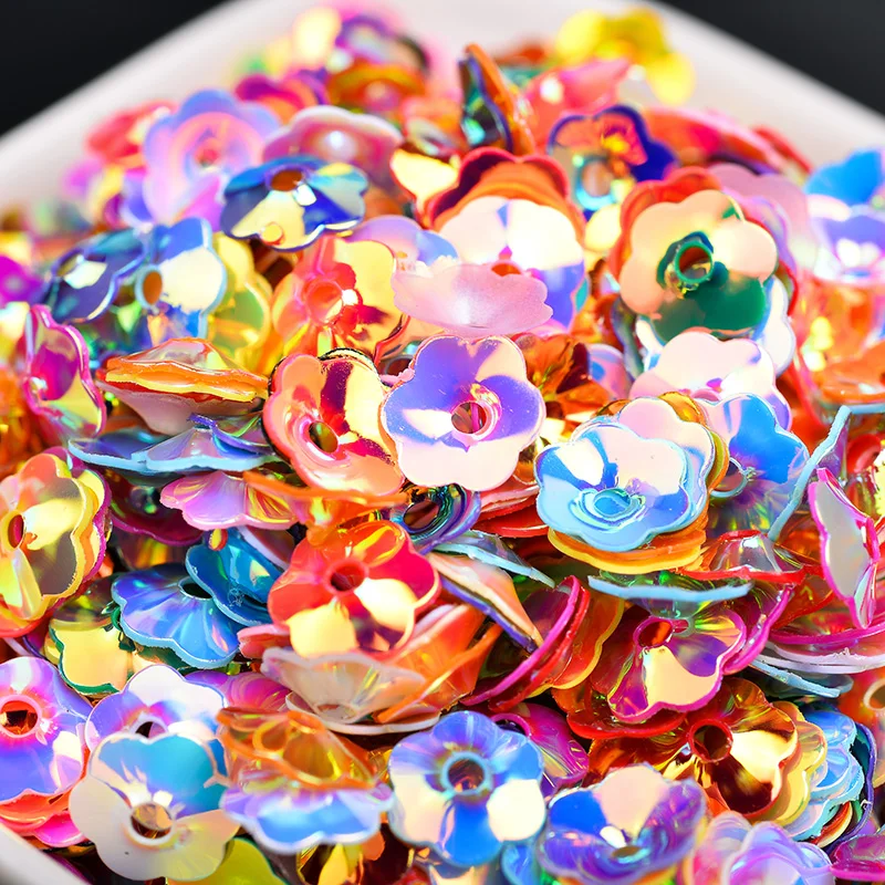 20g Hot 3D Cup Plum Blossom Sequin Multi Size  5mm  Flowers Sequins Lentejuelas Fittings for Needlework Craft Costume Jewelery