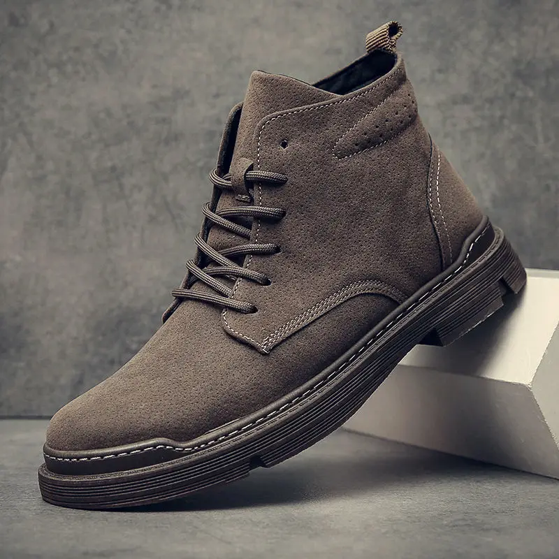 2020 Winter New Fashion Boots Male British Mid-Top Worker Boots Hight-Top Vintage Trendy Casual Wild Trendy Shoes