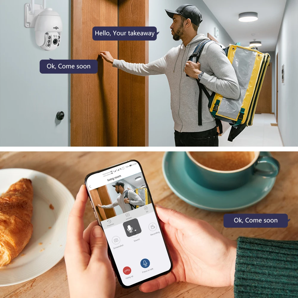Hiseeu 1536P PTZ Wireless Security Camera 3MP 5X Digital Zoom WIFI Outdoor Two Way Audio for Wireless NVR System Kit Remote View