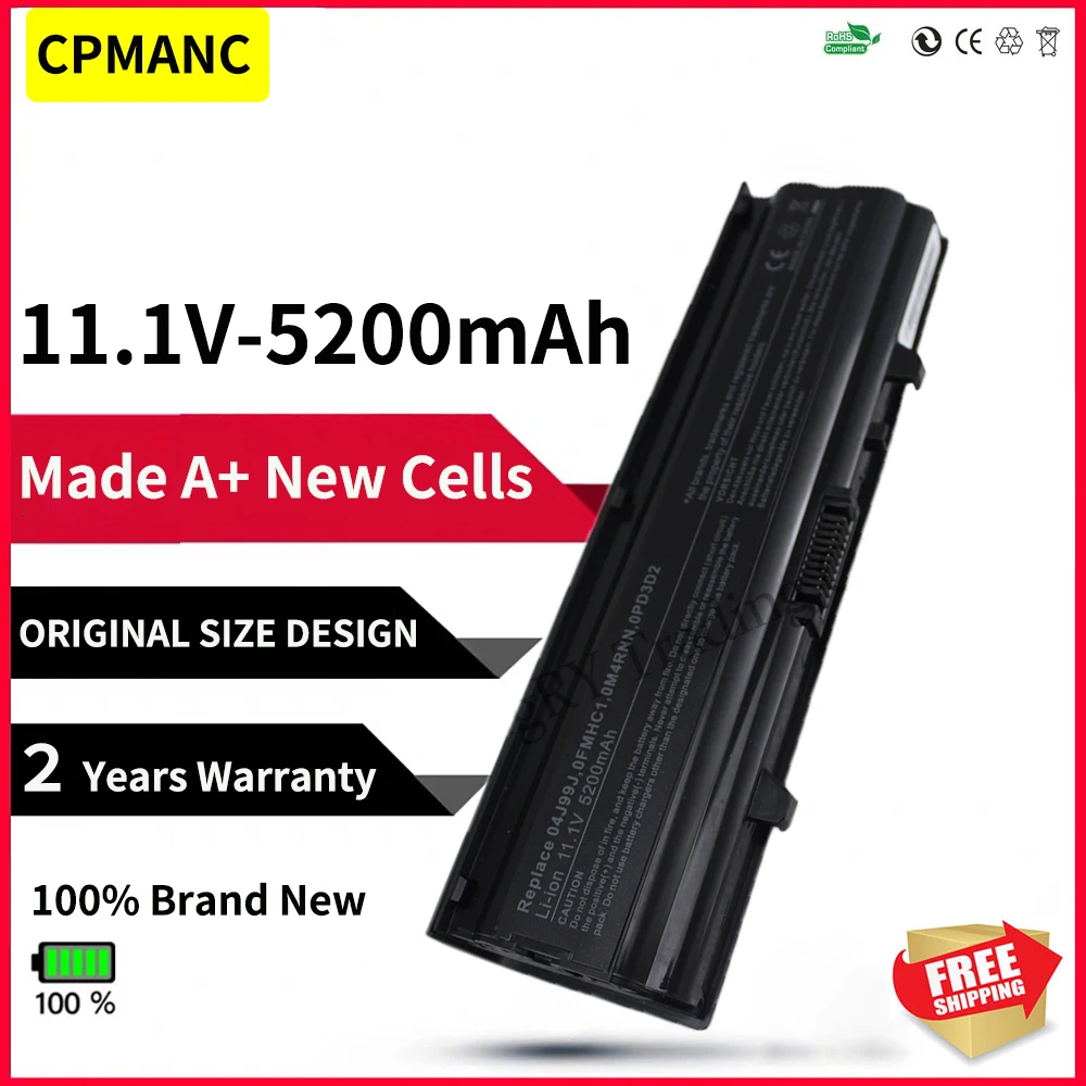 CPMANC 5200mAh 6Cell Battery for Dell Inspiron 14V 14VR M4010 N4020 N4020D N4030 N4030D TKV2V FMHC10 0M4RNN KG9KY 04J99J X3X3X