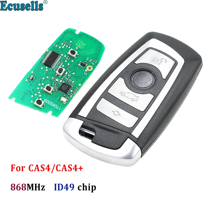 

Smart 4 buttons 868MHz remote key fob for BMW F CAS4 CAS4+ 3 5 7 Series X5 X6 F20 F21 F22 F24 F30 F31 F32 ID49 Hitag Pro chip