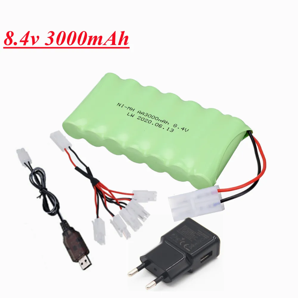 8.4 V 3000Mah Ni-MH แบตเตอรี่สำหรับ RC ของเล่นรถถังรถไฟหุ่นยนต์เรือปืนอุปกรณ์เสริม8.4 V ni-MH AA แบตเตอรี่