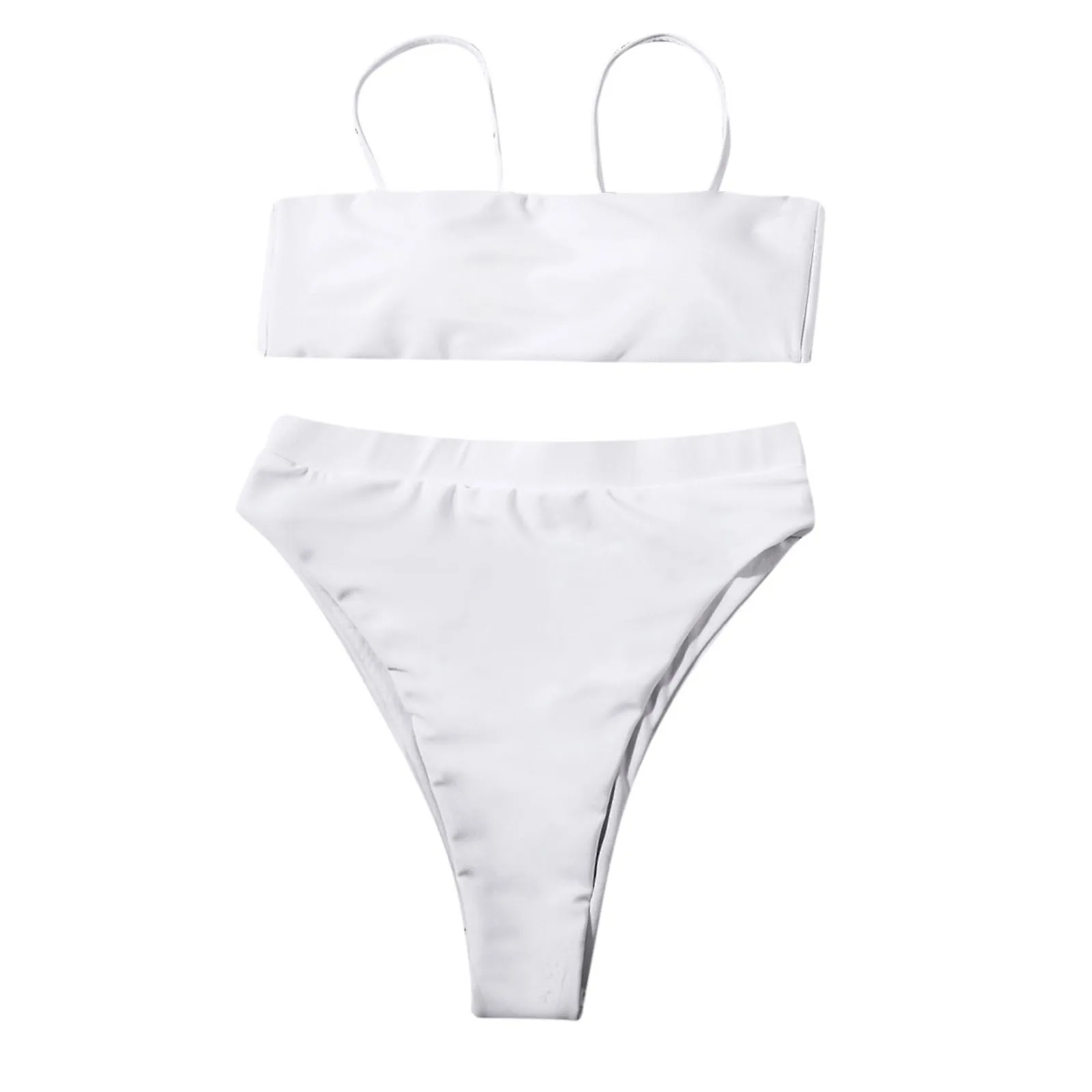 White Sexy Bandeau Bikini Sets Swimsuit Women Sexy Push Up Two Pieces Swimwear 2021 Summer Girl Beach Bathing Suits Biquini