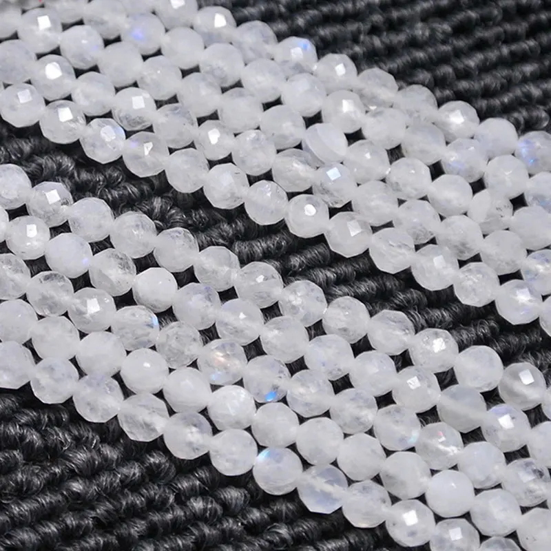 2-4mm AA Natural White Moonstone Stone Beads Round Faceted Spacer Tiny DIY Loose Beads For Jewelry Making beads Accessories 15''