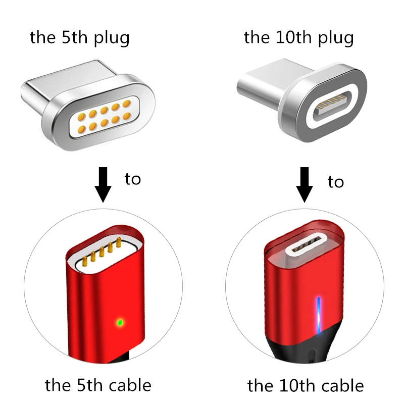 Adaptador de carga rápida con enchufe de Cable magnético de 10. a generación para iPhone XS MAX XR 8 7 6S SAMUSNG HUAWEI Xiaomi enchufes de cargador magnético