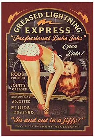 

Bernice Blechschild Pinup Girl vorm Zug Metallschild 20x30 cm Wanddeko Tin-Plate Sign, Multicoloured