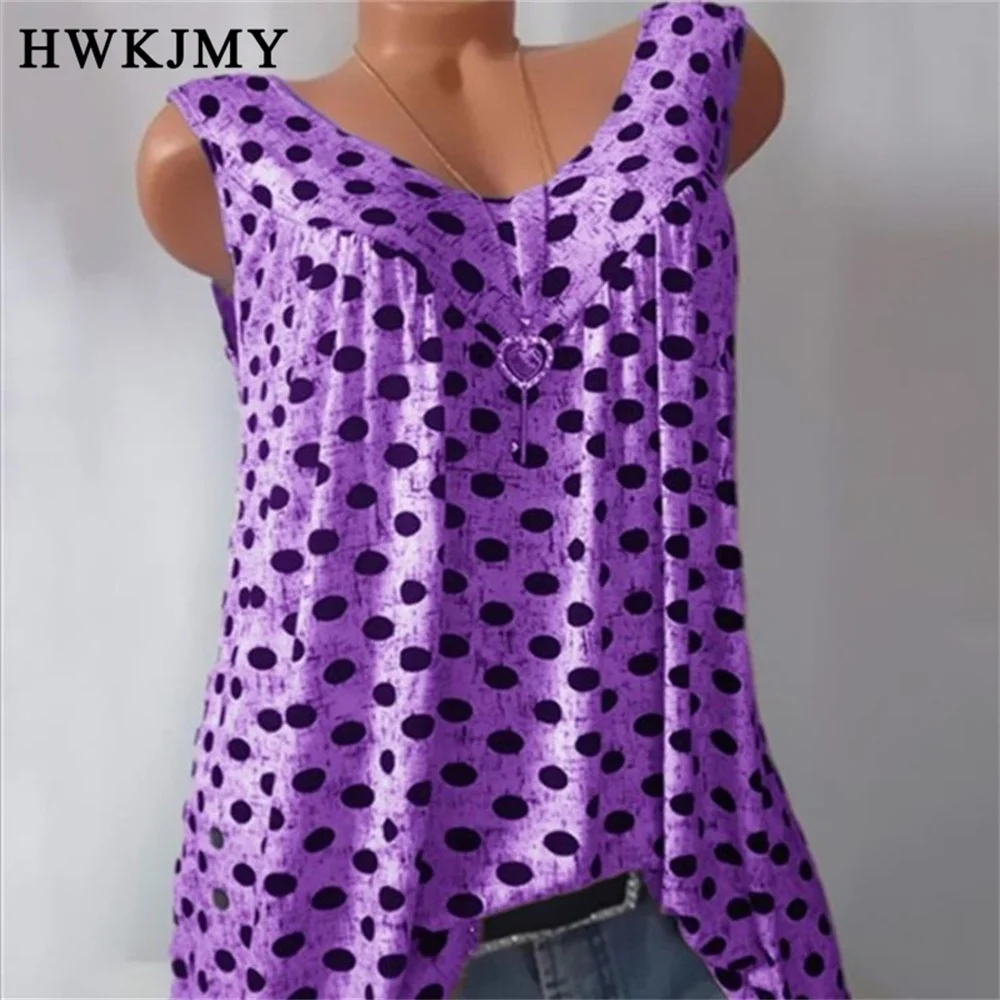 Women Summer Tops O-neck Sleeveless Shirts Print Vest Loose T-shirt Ladies Fashion Casual Tank Tops Pullovers Tee 8XL