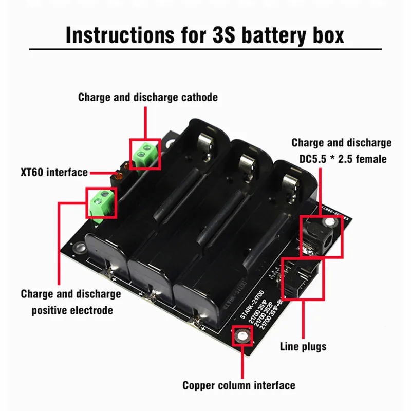 BMS 3S 12V 21700 Battery Power Wall 21700  Box Holder Storage Case  40A 80A Balance Chargeing Board Power Bank DIY