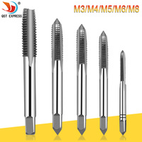 5pcs Hss Machine Screw Thread Metric Plug Tap Screw Taps 3mm 4mm 5mm 6mm 8mm M3-M8 Set Kit Screw Thread Tap Drill M3 M4 M5 M6 M8