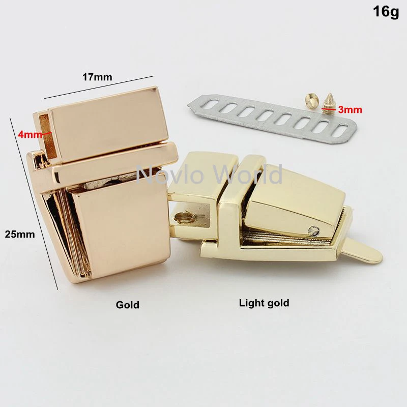 Nolvo World 2-10 pieces 7 colors 25*17mm bag locks for women press lock for bags light gold push bag lock