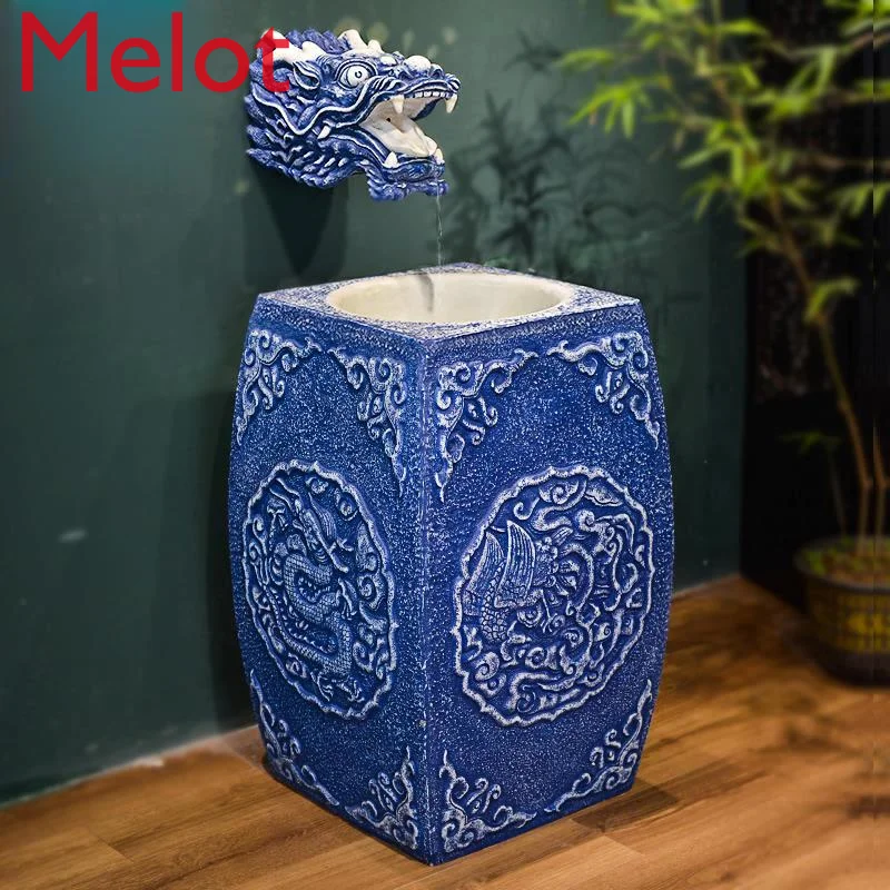 High-End Chinese Garden Garden Fountain Fish Pond Simple Tea Room Decoration Waterscape Fish Tank Flowing Water Ornaments