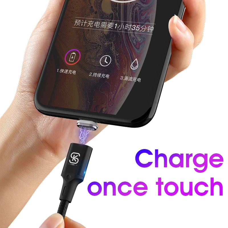 SIKAI 5A المغناطيسي USB كابل آيفون 12 11 شاومي سامسونج نوع C كابل LED شحن سريع بيانات تهمة مايكرو USB كابل الحبل سلك