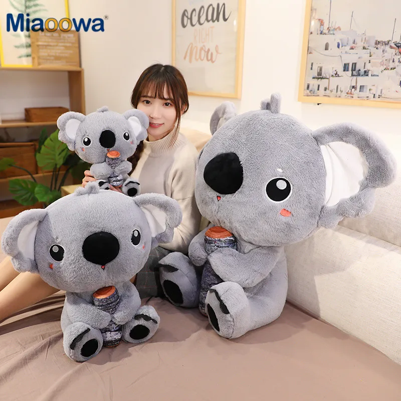 Giant Simulation Australia Koala with Wood Plush Toy Soft Pillow Stuffed Animal Koala Bear Doll Baby Kids Girl Birthday Gift