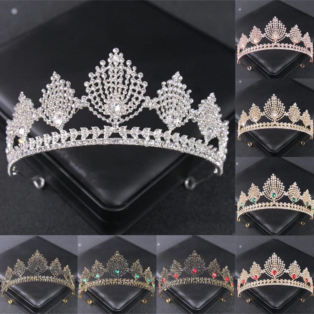 

Vintage Baroque Crystal Luxury Prom Tiaras Crowns Headbands For Bride Women Bridal Wedding Hair Accessories Jewelry Headpieces