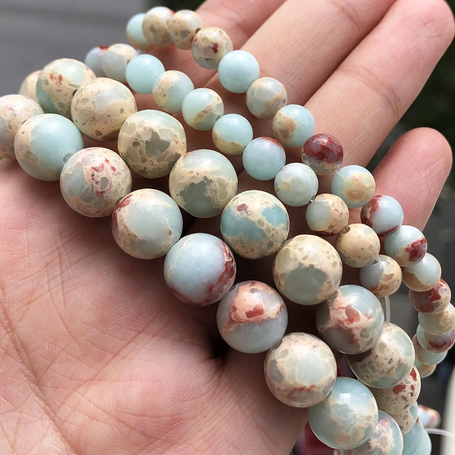 Natural Stone Blue Snakeskin Jaspers Beads ShouShan Stone Round Loose Beads 4 6 8 10 12mm For Jewelry Making DIY Charms Bracelet