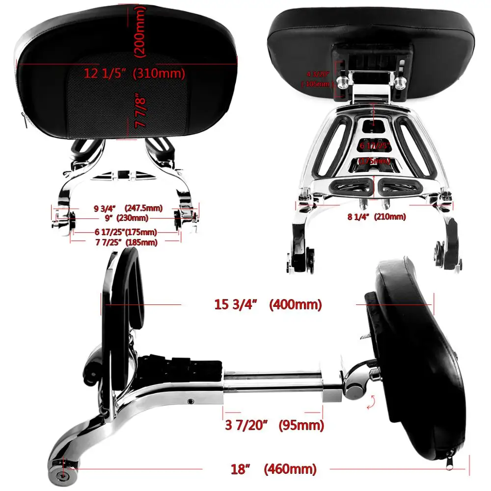 Motorcycle Multi-Purpose Driver Passenger Backrest For Harley Dyna Softail Breakout Sportster XL 883 Touring Road King