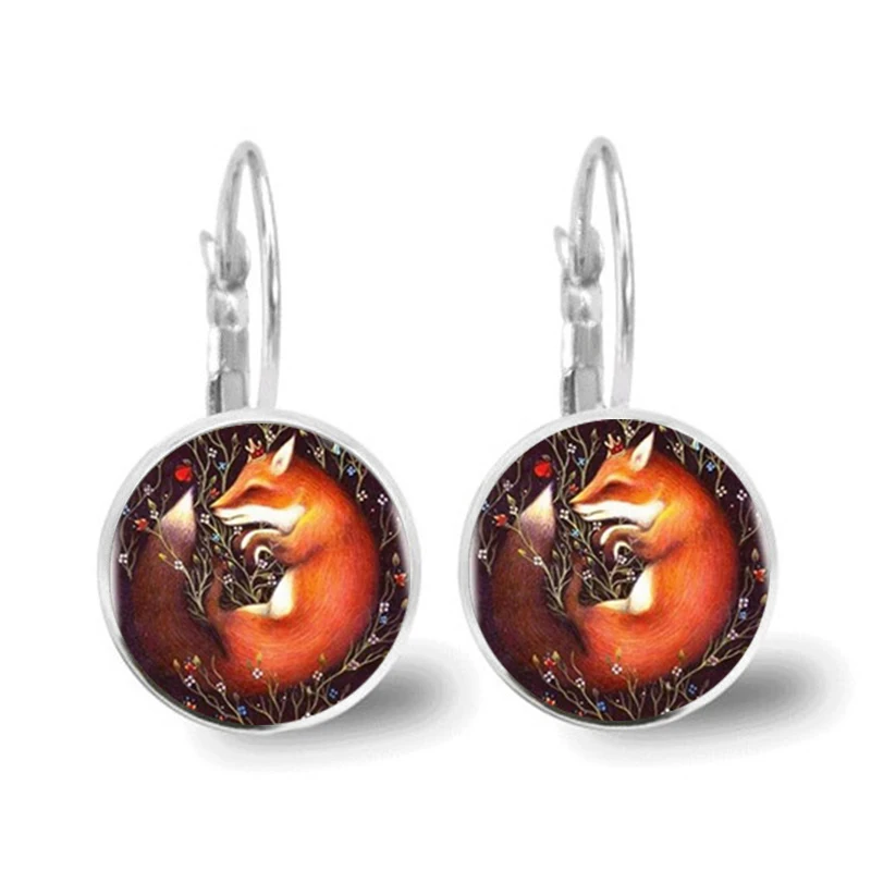 New/Glamour Fashion Exquisite Fox Style Pattern, Convex Glass Inlay Earrings, Women Wear Jewelry.