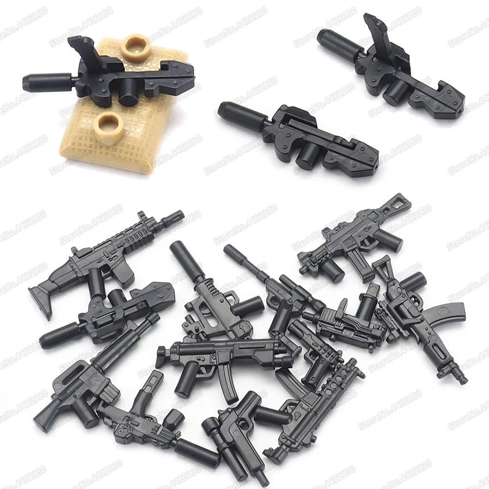 Military Weapons Dagger M1911 MP5 Submachine Gun Set Building Block Moc Soldier WW2 Figures Equipment Model Child Gifts Boy Toys