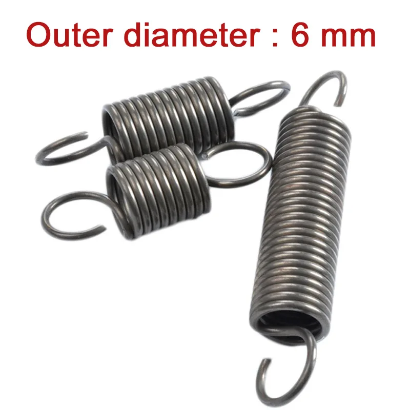 1Pcs Extension Tension Expansion Spring Hook Springs Steel Spring Wire Dia 1.2mm Outer Dia 6mm Length 25mm - 180mm for Diy