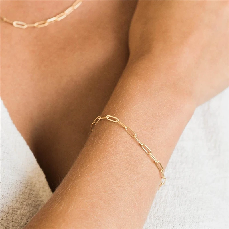 14K złota wypełniona bransoletka łańcuszkowa ręcznie robiona biżuteria Boho Charms bransoletki Vintage obrączki dla kobiet prezent dla druhny — zdjęcie 2