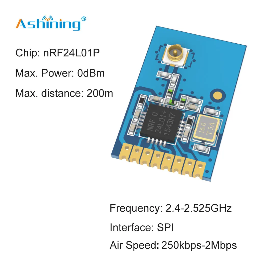 AS01-ML01IPX 0dBm 1mW 200m 2.4ghz Nrf24l01 Low Cost Radio Spi Rf Transceiver Module