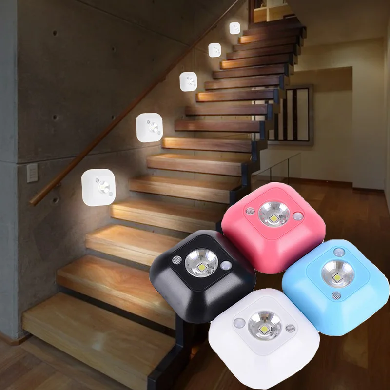 2021 LED Sensor Night Light Dual Induction PIR Infrared Motion Sensor Lamp Magnetic Infrared Wall Lamp Cabinet Stairs Light