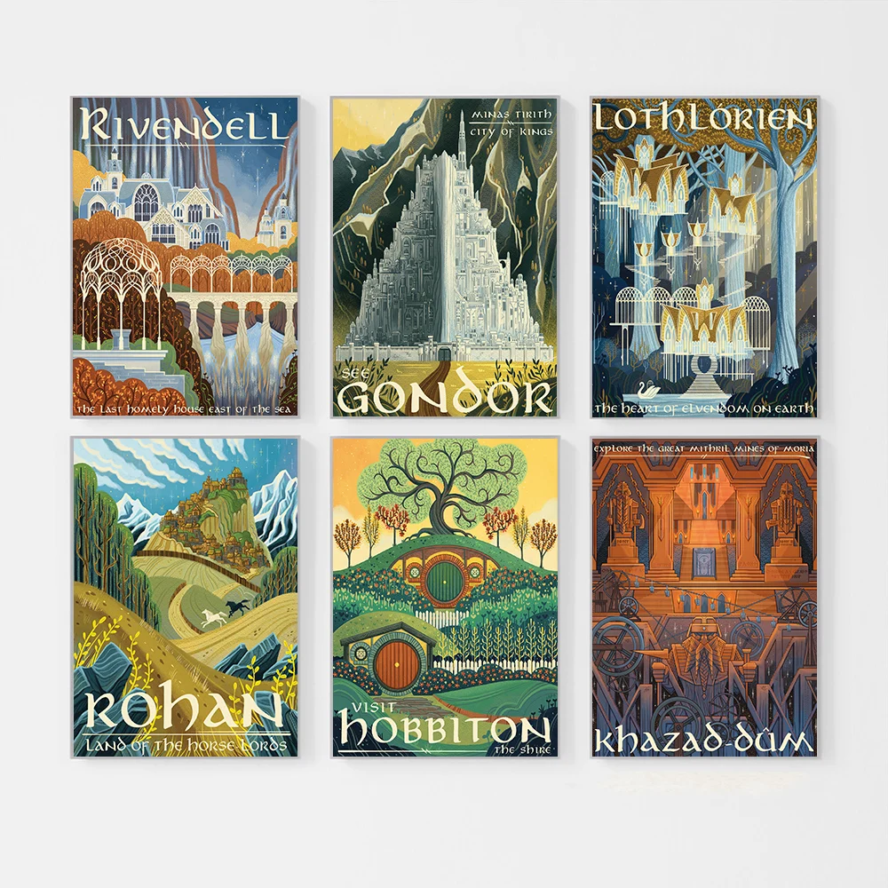 

Travel Middle Earth Landscape Canvas Wall Art Poster Nordic Print Painting Nature Decoration Pictures Modern Home Decor No Frame