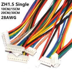 10pcs ZH 1.5mm Wire Cable Connector DIY ZH1.5 JST 2p 3p 4p 5p 6p-12pin Electronic Line Single End 28AWG 10cm/15cm/20cm/30cm